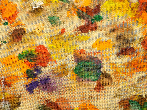 Fotografija Various multi-colored spots of different shapes from paint brushes with gouache