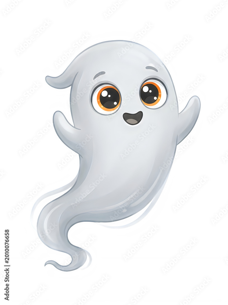 Fototapeta premium Cute halloween cartoon ghost png isolated on transparent background