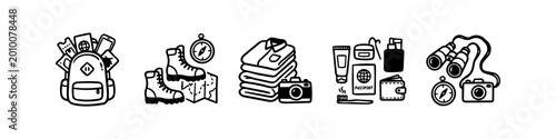 Slika na platnu Set of hand-drawn electric drill icons in a minimalist doodle style