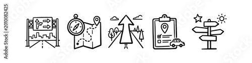 Fotografía Set of hand-drawn doodle icons for security and protection featuring shields with checkmarks, heart, torch, hands, and growth arrow