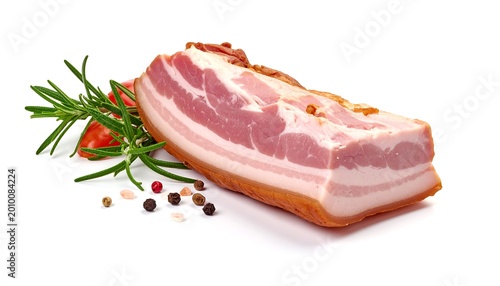 Bacon slice on white.