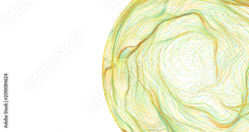 Tableau sur toile Abstract design of flowing lines creating a spherical shape with plenty of white space for use