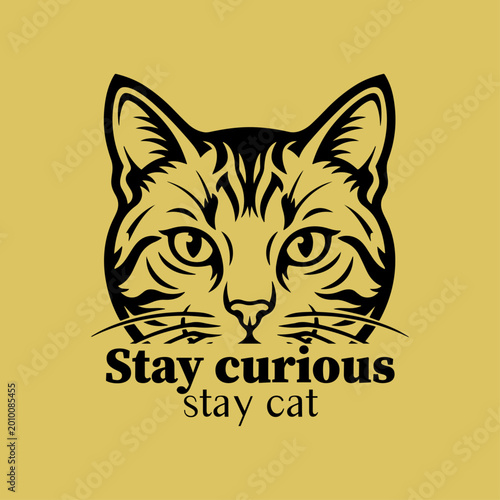 Cute Cat Quote Typography Design – Stay Curious Stay Cat Illustration