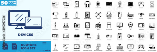 Photos Devices Duotone Editable Icons set