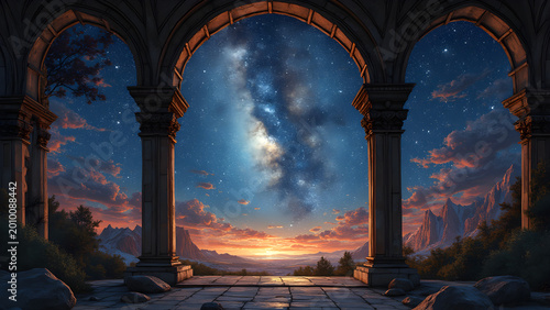 Milky Way stained glass art. Ultra realistic galaxy depictions. Stunning night sky window designs. Unique celestial home decor ideas.