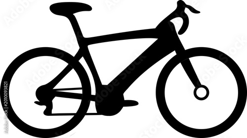 Black bicycle silhouette isolated on white background road bike icon for sports and transportation