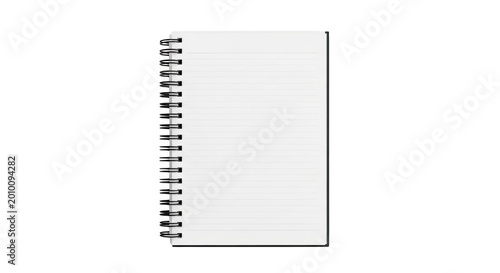 Spiral notebook with lined paper and black binding