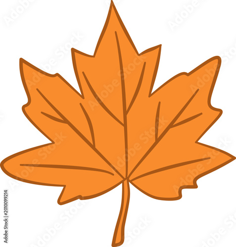 Simple Orange Maple Leaf Illustration in Cute Hand Drawn Style