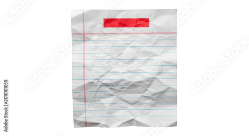 Abstract crumpled paper texture with red stripe detail