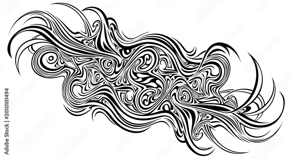 Fototapeta premium Abstract Swirling Tribal Pattern with Fluid Organic Lines.