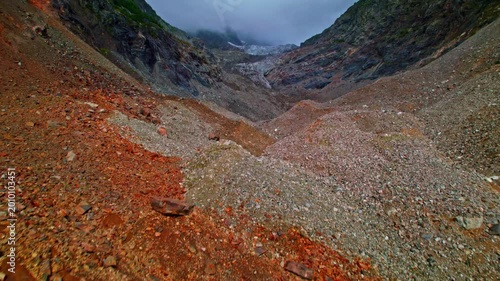 Aerial View of Glacier Valley in Svaneti Caucasus Mountains, Georgia