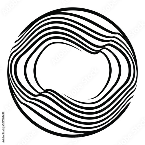 Abstract circular waveform design made of flowing parallel lines