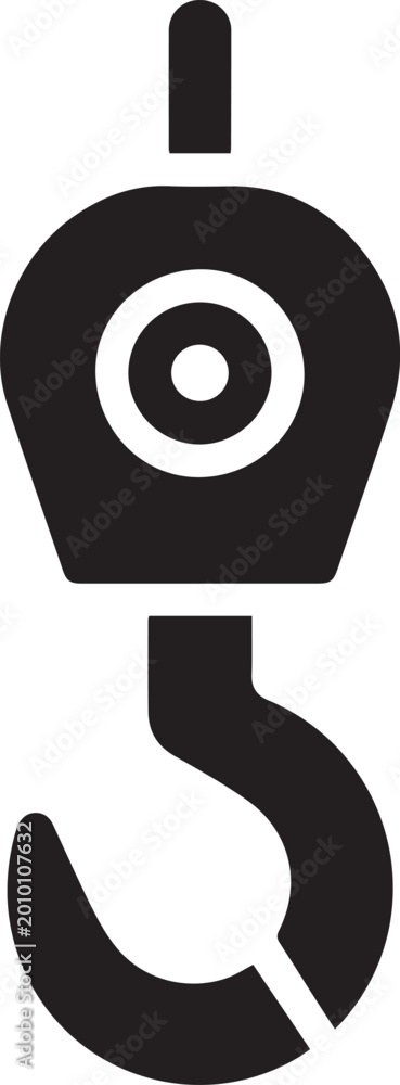 Obraz premium Black and white icon of a video camera on a hook Vector