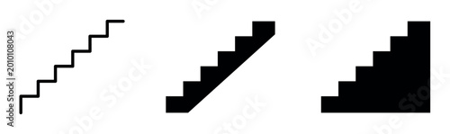stairs silhouette icon set. black color and white background.