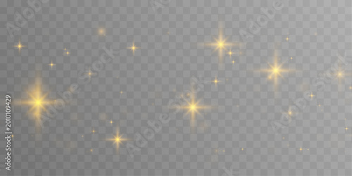 Fotografie Golden glitter dust with smooth reflections and glowing particles