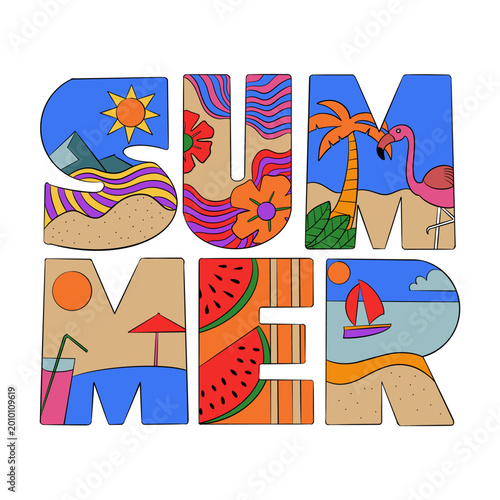summer illustration good for t shirt design, poster, template, logo, design, etc