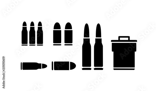 Fotografie Scandinavian flat design ammunition vector illustration minimalist bullets and m