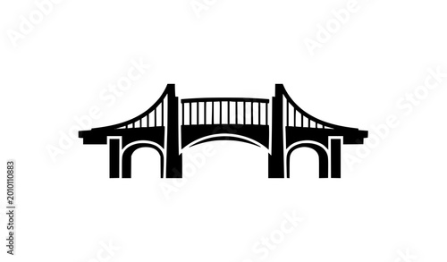 Cuadro en lienzo Modern corporate suspension bridge vector icon with teal blue gradient