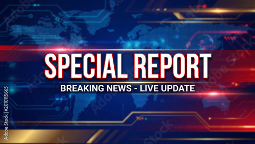 Special report breaking news live update television broadcast screen with world map digital background for urgent global journalism media coverage and realtime news announcement template