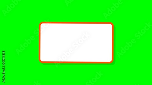Blank White Rectangle with Red Border and Drop Shadow Animating on Green Screen Chroma Key