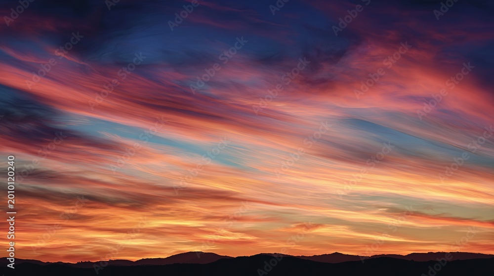 Fototapeta premium Sunset colors blend into evening sky.