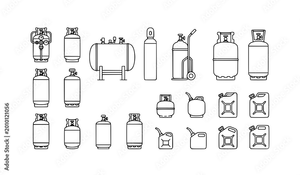 Αυτοκόλλητο Fuel canister and gas tank outline icon pack propane cylinder petrol container l