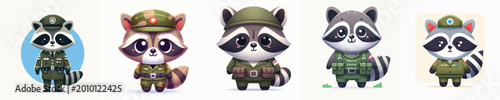 Canvas Print vector of raccoon soldier