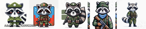 Cuadro en lienzo vector of raccoon soldier