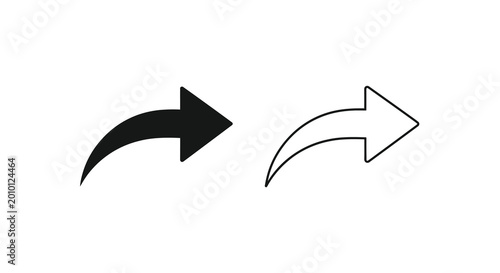 Free Download Curved arrow icons black and outline style on white background - GFXLoad