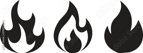 Obraz na płótnie Fire icon set collection group blazing flame burn heat energy spark ignite danger hazard hot temperature wildfire inferno campfire torch symbol graphic design element isolated vector