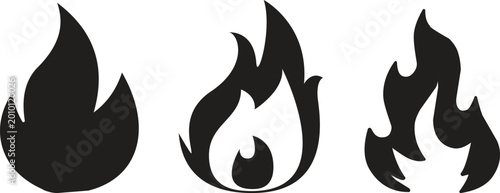 Tableau sur toile Fire icon set collection group blazing flame burn heat energy spark ignite danger hazard hot temperature wildfire inferno campfire torch symbol graphic design element isolated vector