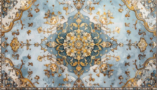クラシックヨーロピアン絨毯の装飾模様｜Vintage Baroque European Carpet Ornament Pattern	