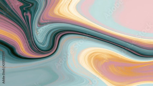 Abstract fluid art with swirling patterns in teal, yellow, pink, and purple hues, creating a dynamic and colorful visual flow.