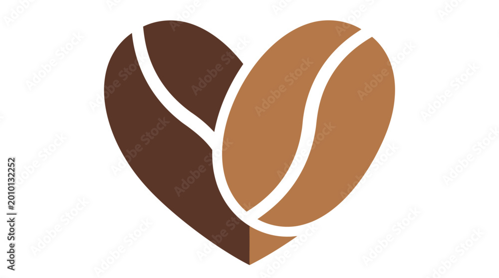 Obraz premium Coffee Beans Heart Shape Vector Illustration for Food and Beverage Concept