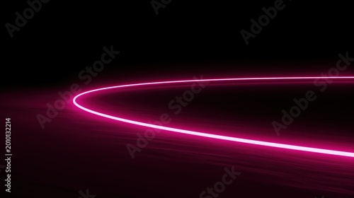A glowing neon pink curve illuminates a dark surface, creating a sleek, futuristic light trail effect.