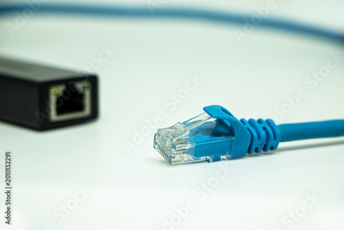 Foto Internet cable isolated on white background.