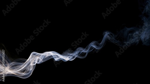 Wisps of white smoke swirl elegantly against a black background, creating an abstract, ethereal pattern.