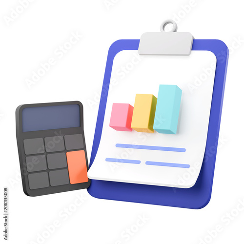 Financial Analysis Tools: A visual representation of financial planning and analysis. Featuring a calculator and a chart on a clipboard, signifying key business and economic elements. 