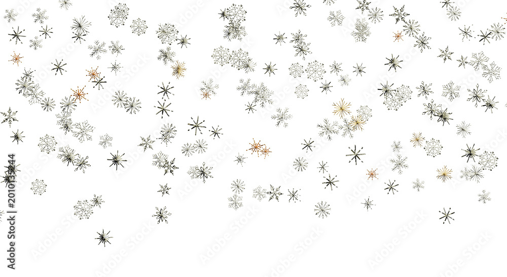 Fototapeta premium Falling snowflakes on a white background, perfect for winter designs and seasonal greetings.