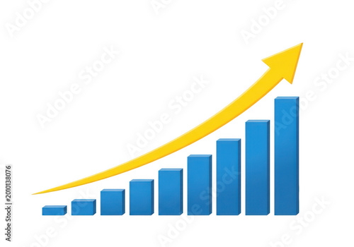 Free Download Ascending bar graph with upward trending arrow isolated on transparent background - GFXLoad