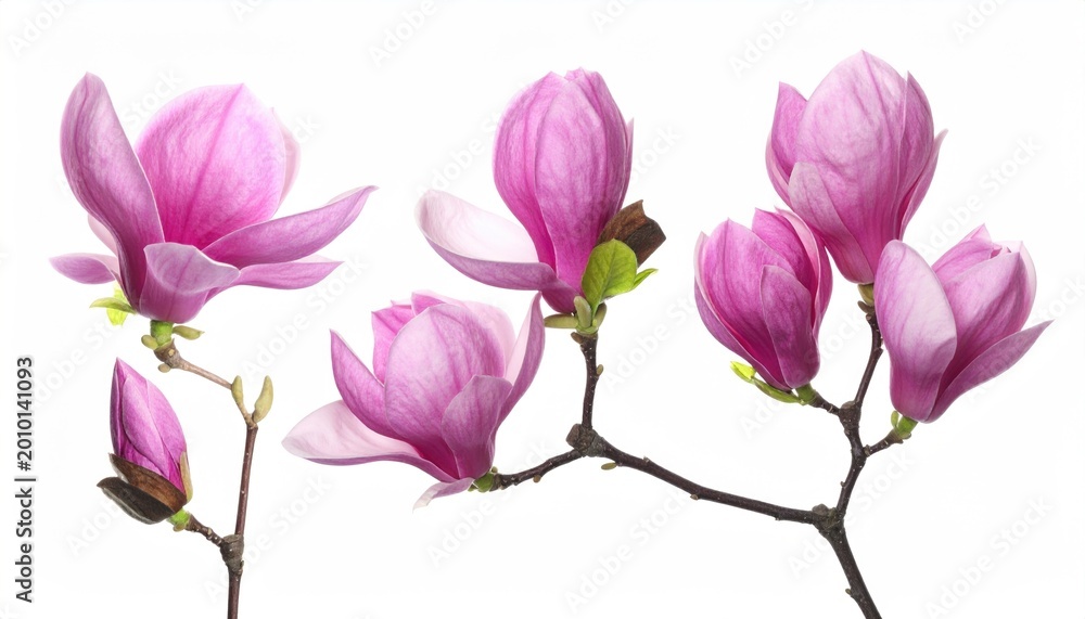 Fototapeta premium magnolia flowers isolated on white, set 