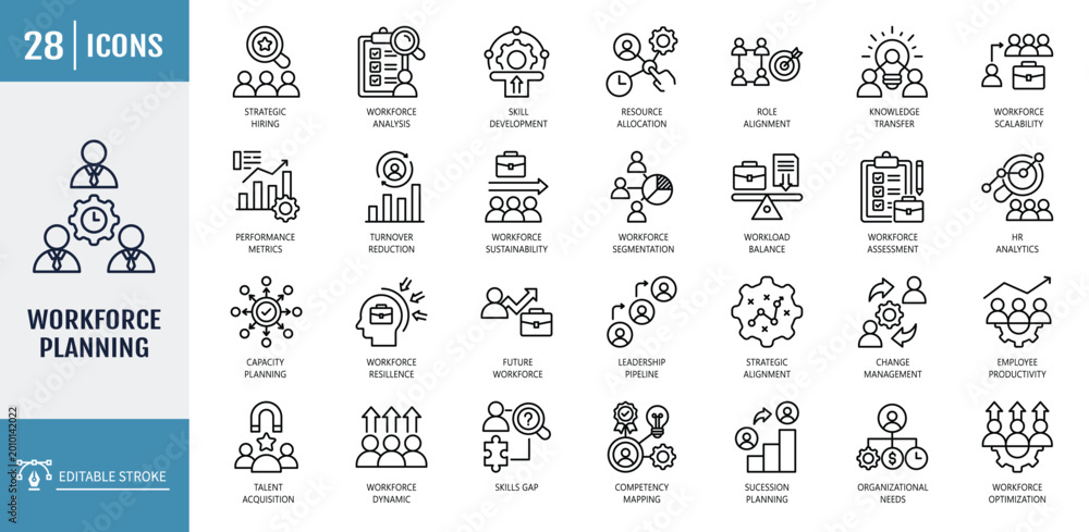 Foto Workforce planning icon set