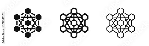 Cuadro en lienzo Technology Network Icons with Hexagon Data Connection Symbols for Digital Infras
