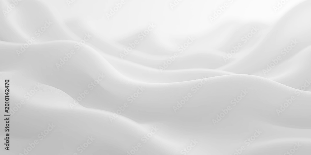 Fototapeta premium Luxury white silk and satin fabric background featuring smooth flowing waves and a soft textile curve texture for an elegant material backdrop design