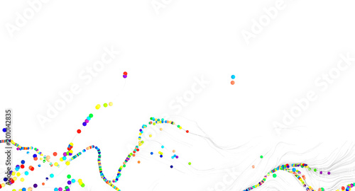 Tableau sur toile Abstract design with multicolored dots, flowing lines, and a light texture