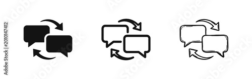 Photos Chat Bubbles and Message Exchange Icons: Communication and Discussion Symbols