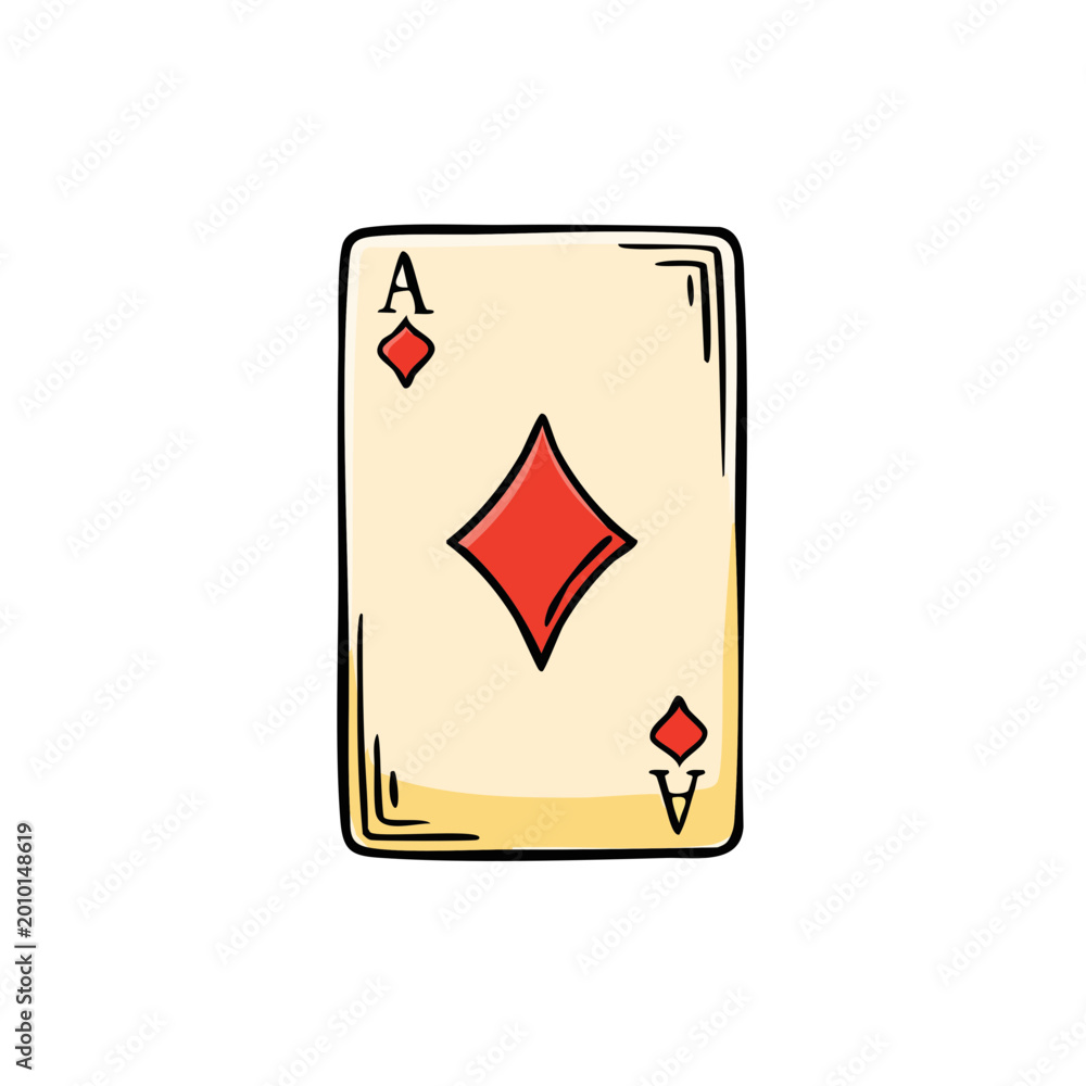 Obraz premium Hand-drawn Ace of Diamonds Playing Card Illustration
