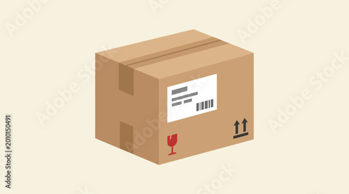 Quadro em tela A brown cardboard parcel box with shipping labels.