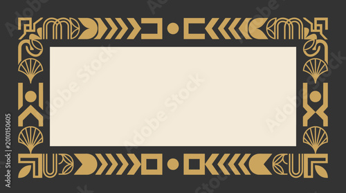 Photography Decorative gold frame with geometric patterns.