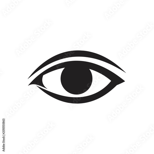 Stylized Eye Icon with Pupil on White Background.